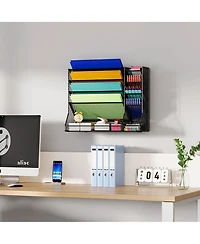 Danrong Metal Wall Desk File Organizer Adjustable Detachable Dividers