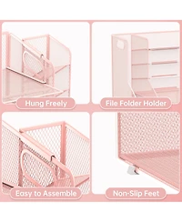 Danrong 5 Tier Mesh Desk Organizer with File Holder Tilted Sorter Pen Drawer Storage