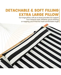 Piscifun 10.5feet 2 Person Quilted Double Hammock With Spreader Bar Side Pocket Carabiners Tree Straps 450lbs Capacity