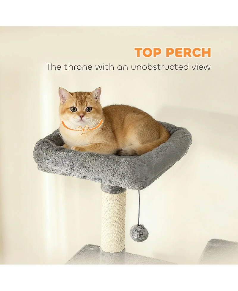 Ruie 80 Inch Multi Level Cat Tower with 2 Condos 2 Hammocks and 6 Sisal Scratching Posts