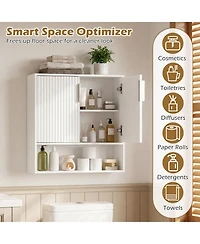 Gymax Bathroom Wall Cabinet Over-the-Toilet Medicine Cabinet with 2 Fluted Doors