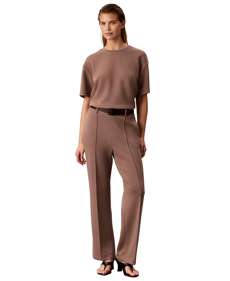 Calvin Klein Petite Soft Scuba High-Rise Pull-On Pintuck Trousers