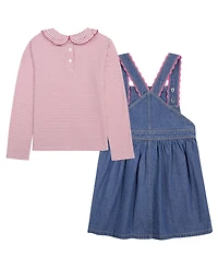Tommy Hilfiger Girls' 2T-6X Striped Top and Jumper, 2-Piece Set