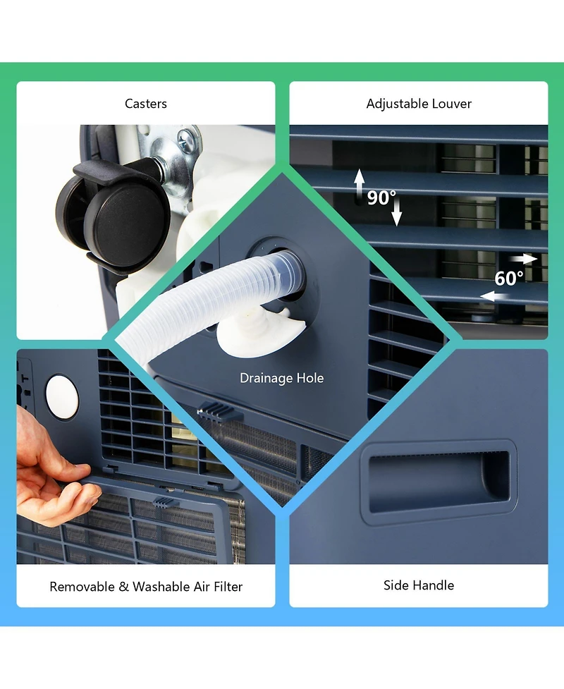 Gymax 8000 Btu 3-in-1 Portable Air Conditioner Ashrae Ac Unit Cooler with 24H Timer