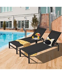 Gymax 2 Piece Patio Chaise Lounge Adjustable Lounge Chair with 6-Position Backrest