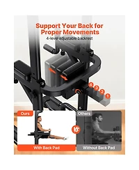 Sevorley Adjustable Power Tower Pull-Up and Dip Station with Back Pad, 330 lb Capacity