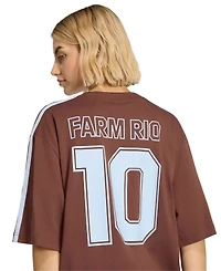 adidas Women's Farm Gfx Tee 2 Retro Graphic-Print 3-Stripes Crewneck T-Shirt