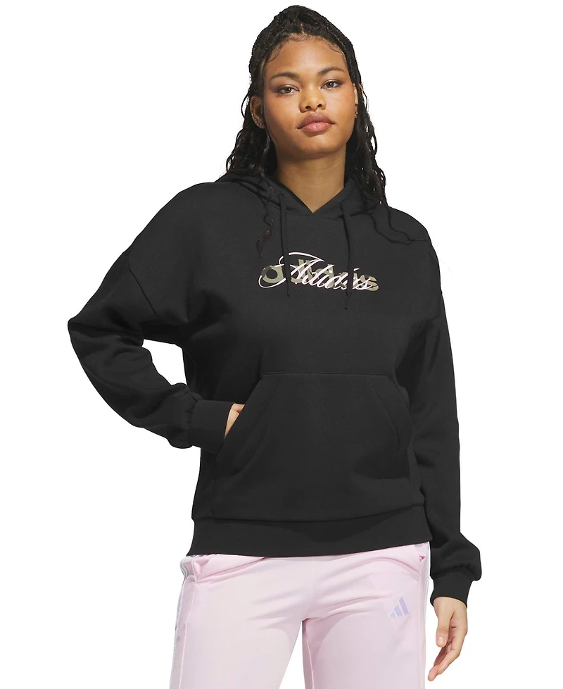 adidas Women's Camo Wordmark Graphic Fleece Hoodie