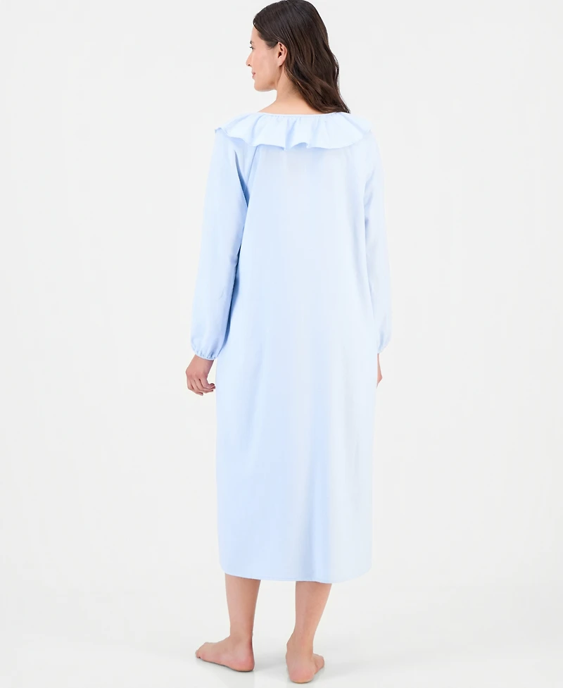 Charter Club Women's Flannel Scoop-Neckline Ruffle-Detail Nightgown, Macy's Exclusive