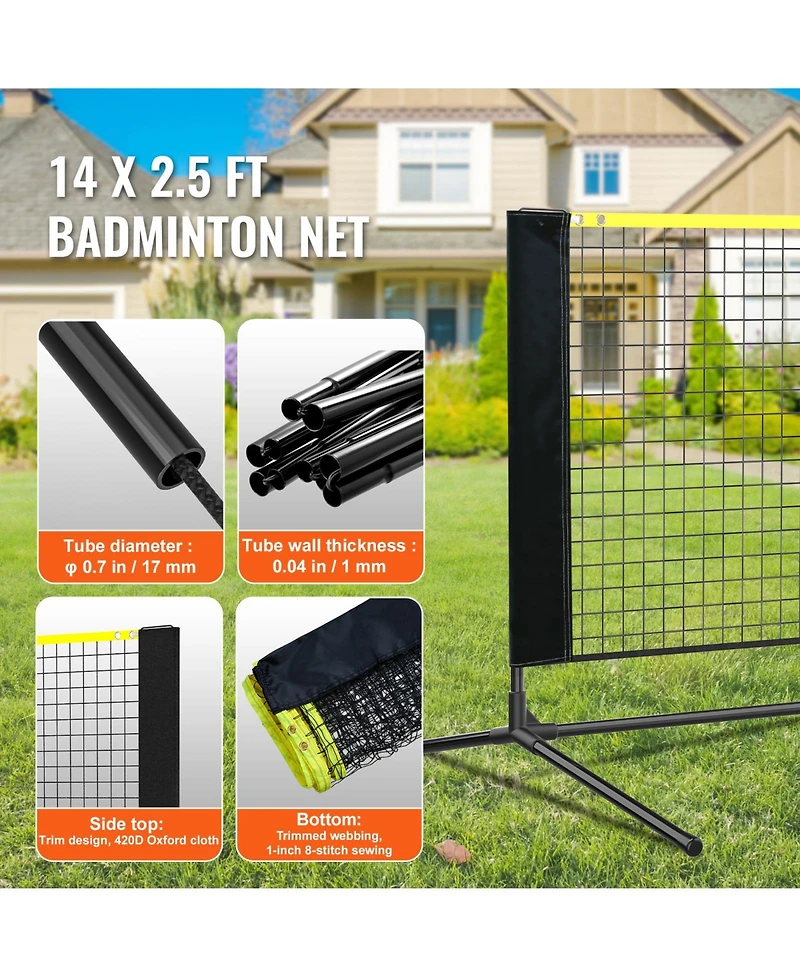 Vevor 14ft Badminton Net Set Outdoor Portable Volleyball Pickleball Tennis Net