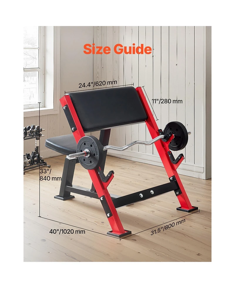 Sevorley Adjustable Preacher Curl Bench with Barbell Holders, 660 lb Capacity