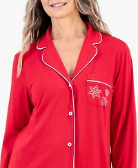 Charter Club Women's Long-Sleeve Button-Front Notched Sleep Shirt, Macy's Exclusive