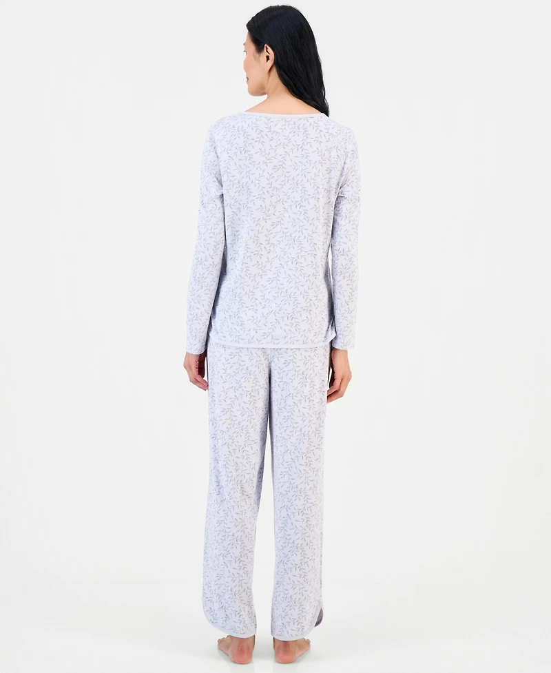 Charter Club Women's Pima Cotton Long-Sleeve Scoop Neck Pajama Top and Pants Set, Macy's Exclusive