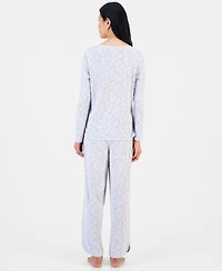 Charter Club Women's Pima Cotton Long-Sleeve Scoop Neck Pajama Top and Pants Set, Macy's Exclusive