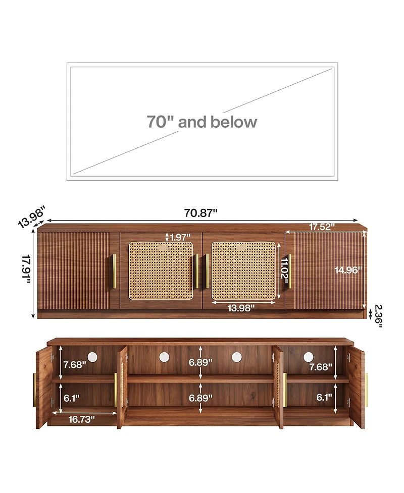 Tribesigns 70.9" Tv Stand for TVs Up to 80, Mid Century Modern Entertainment Center with 6-Tier Storage Shelf