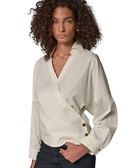 Donna Karan Weekend Women's Pinstripe Poplin Long-Sleeve Blouse