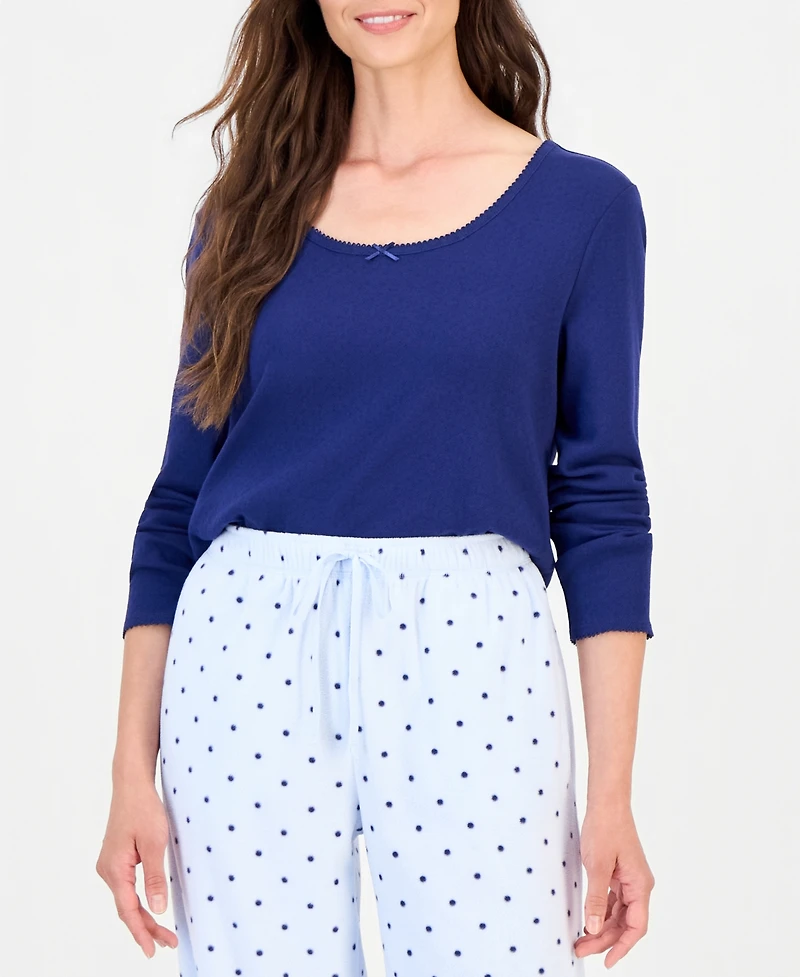 Charter Club Women's Printed Fleece Pajama Pants, Created for Macy's