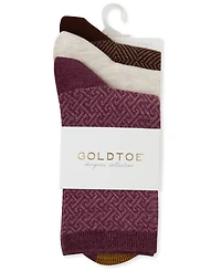 Gold Toe Women's Convertible Ribbed Short Crew Socks, 3-Pack