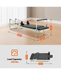 Sevorley Foldable Pilates Reformer with Dual Spring and Cord Resistance, 400 lb Capacity
