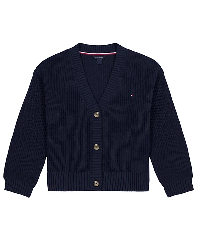 Tommy Hilfiger Girls' 7-16 Shaker Rib Cardigan Sweater