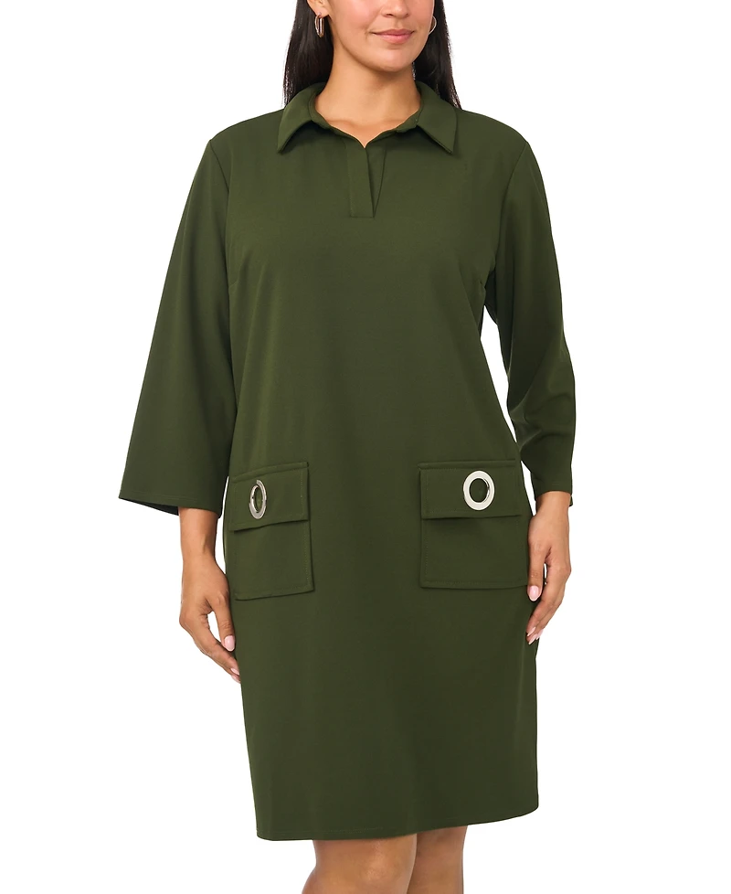 Msk Plus Collared Neck Shift Dress