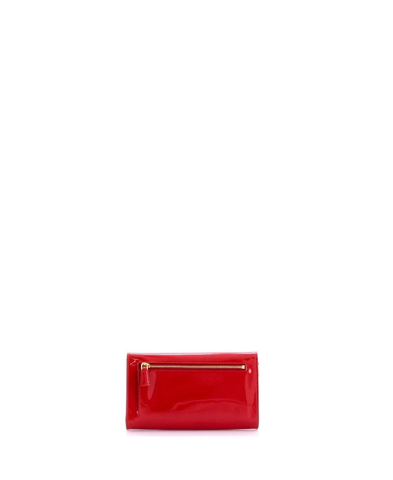 Pre-Owned Prada Mini Triangle Logo Envelope Chain Clutch Patent
