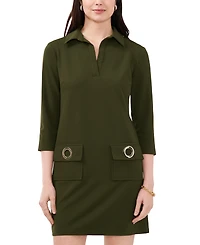 Msk Petite Collared Neck Scuba Crepe Shift Dress