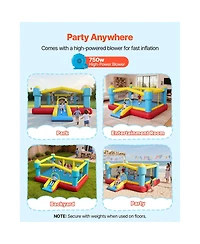 Sevorley Inflatable Bounce House with Slide, Basketball Hoop and Target Game