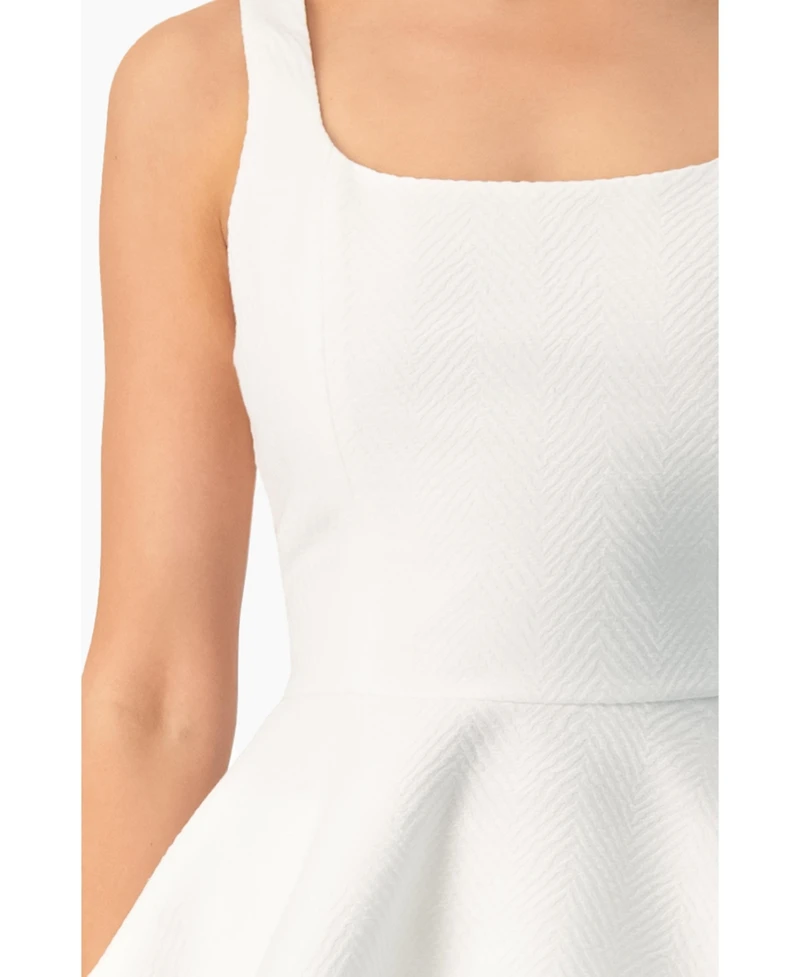 Ivonne Women's Herringbone Jacquard Square-Neck Sleeveless Peplum Top