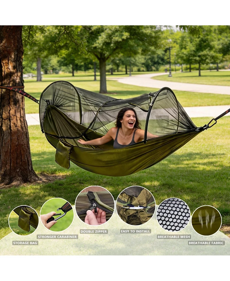 Piscifun 2 Person Pop Up Camping Hammock With Mosquito Net Lightweight Portable Outdoor Indoor Travel