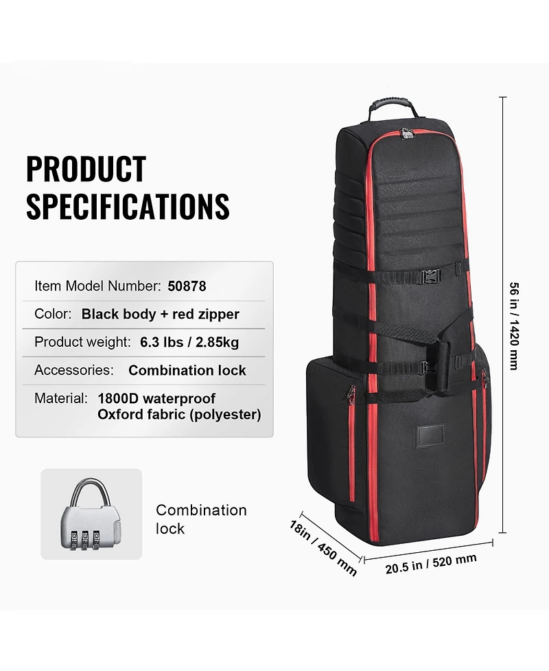 Sevorley Soft-Sided Golf Travel Bag with Wheels, 1800D Padded Club Case