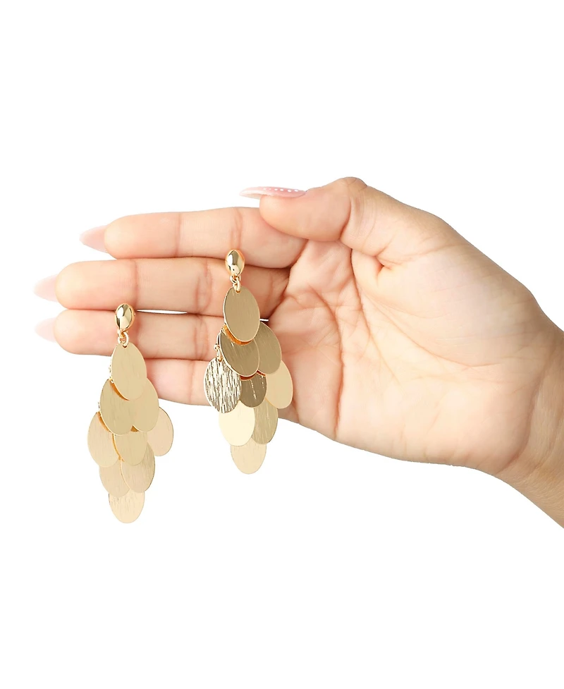 Jessica Simpson Dangling Petal Earrings Gold-Tone, Large Drop Earrings for Women