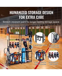 Sevorley Golf Bag Storage Rack, Steel Sports Organizer with Baskets and Hooks