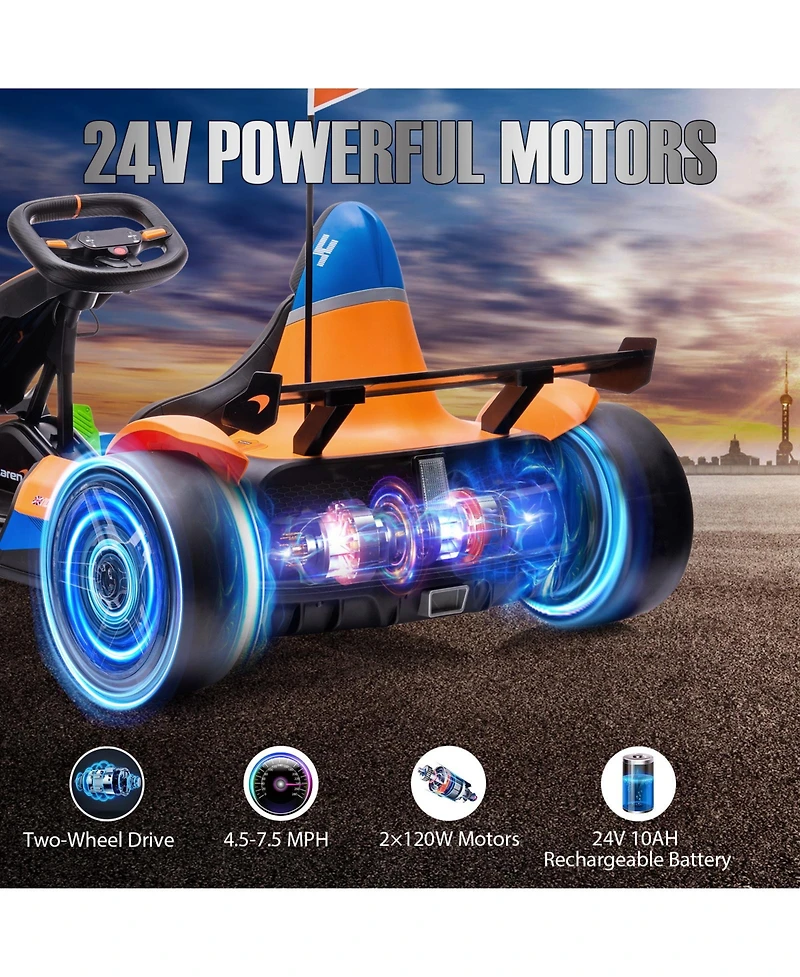 homfan 24V Kids Ride-On Car, Dual 120W Motors, High/Low Speed Modes, 54"L x 31"W x 22"H, 140 lb Capacity, Ages 6+