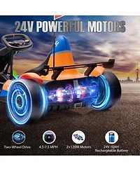 homfan 24V Kids Ride-On Car, Dual 120W Motors, High/Low Speed Modes, 54"L x 31"W x 22"H, 140 lb Capacity, Ages 6+