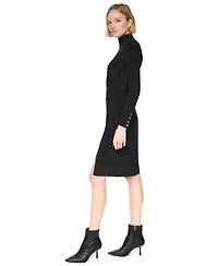 Dkny Women's Short Bubble Sleeve V-Neck Fit and Flare Dress