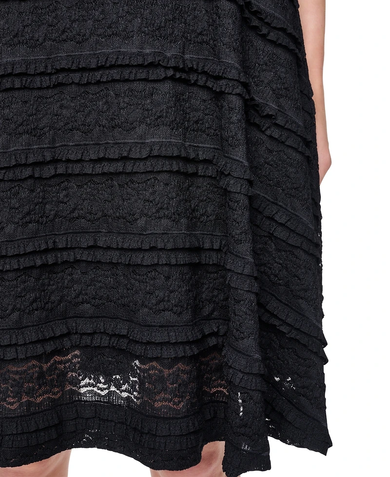 Dkny Women's Sleeveless Crew Neck Ruffle Hem Dress
