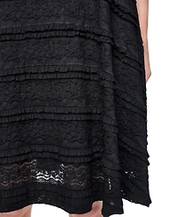 Dkny Women's Sleeveless Crew Neck Ruffle Hem Dress