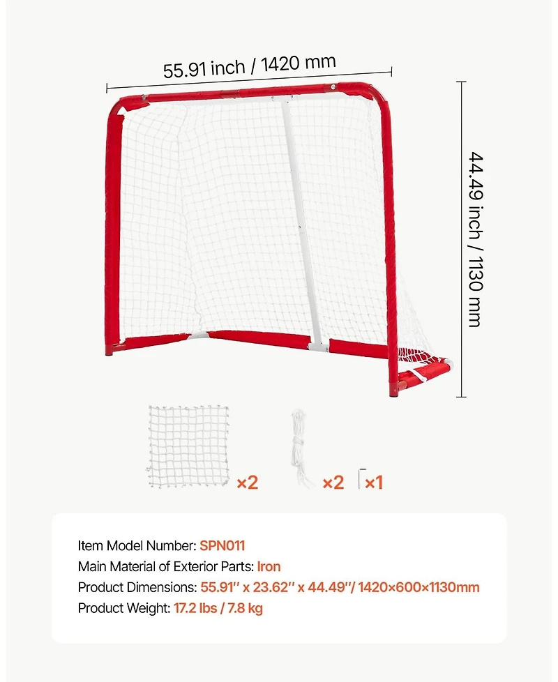 Sevorley Steel Street Hockey Goal, Portable Regulation-Size Net for Backyard