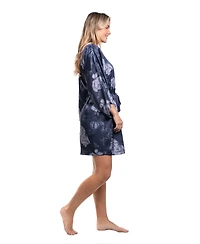 Midnight Bakery Women's Floral Printed Satin Wrapper Sleepwear
