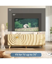 Vlsrka 63" W Modern Tv Stand for 65 Inch Tv, 4-Door Media Console with Adjustable Shelves, Cable Management, Wave Pattern Cabinet Storage