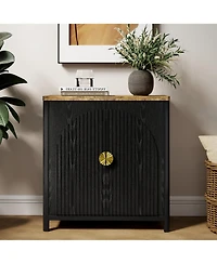 Vlsrka 31.5" Accent Cabinet with Adjustable Shelf, 2-Door Storage Cabinet with Gold Handles