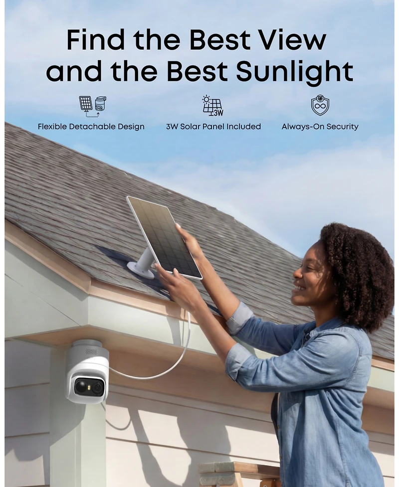 eufy Cam C37,Security Camera Wireless Outdoor,360 Ptz,Ai TrackingandDetection, 2K Flexible Solar Camera,Color Night Vision