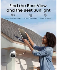 eufy Cam C37,Security Camera Wireless Outdoor,360 Ptz,Ai TrackingandDetection, 2K Flexible Solar Camera,Color Night Vision