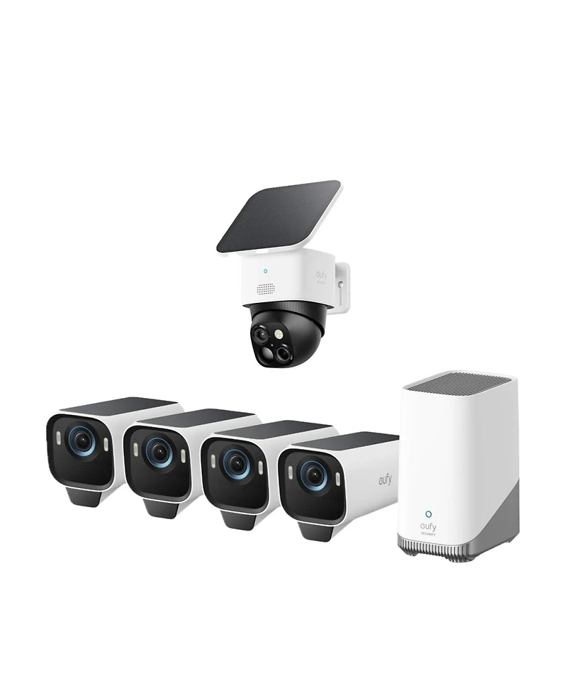 eufy Cam S3 Pro 4-Cam Kit + Solo Cam S340, Solar Camera Outdoor Wireless, 4K Max Color Night Vision, No Blind Spots