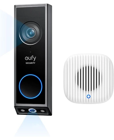 eufy Video Doorbell E340 and Chime 2, 2K Full Hd Dual Cameras, Doorbell Camera Wireless and Wired, Color Night Vision