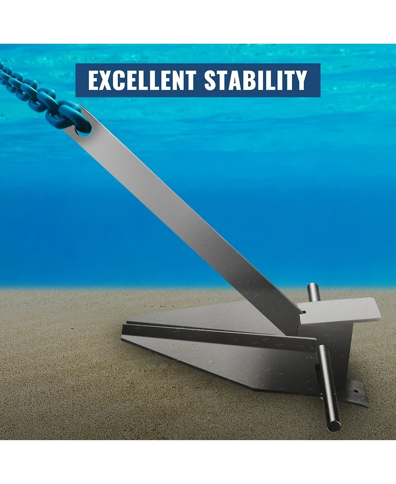 Sevorley Fluke Style Boat Anchor Kit, 13 lb Galvanized Steel Anchor with Chain, Rope and Shackles for 20-32 feet Boats