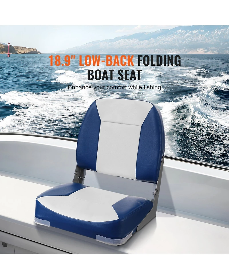 Sevorley Low Back Folding Boat Seat, 18.9 in Padded Fold-Down Captain Chair