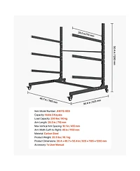 Sevorley Rolling Kayak Storage Rack for 3 Kayaks, Freestanding Steel Stand with Lockable Wheels, 200 lb Capacity