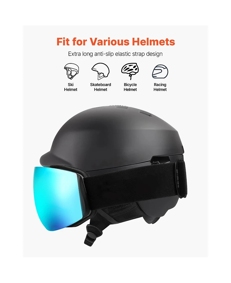 Sevorley Frameless Ski Goggles with Spherical Anti-Fog Lens, Otg Fit